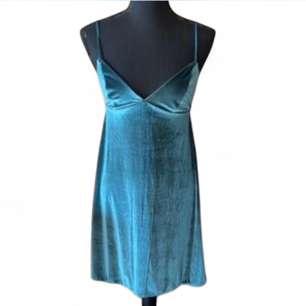 NWOT Victoria’s Secret babydoll Teal Green velour chemise nightdress slip dress